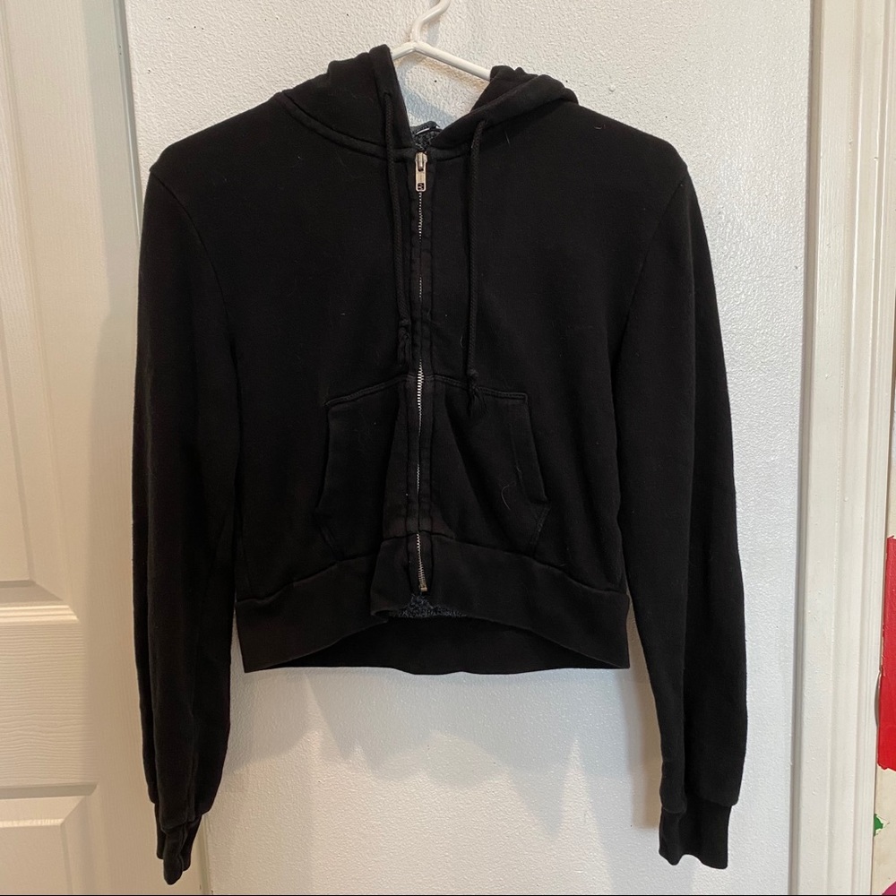 Brandy Meville Zip Up Cropped Hooded Sweater